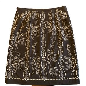 GRACE ELEMENTS Women’s Brown & Cream Polyester Embroidered Lined Skirt Size 12